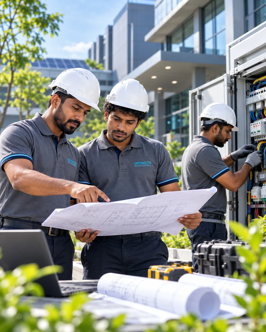 engineers planning at a modern facility